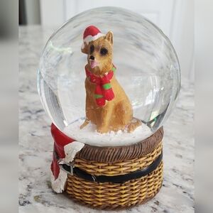 New German Shepherd Dog Santa Christmas Sparkling Snow Water Globe
